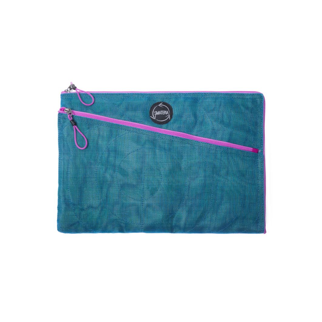 Sothy laptop sleeve in Petrol Blue Net material