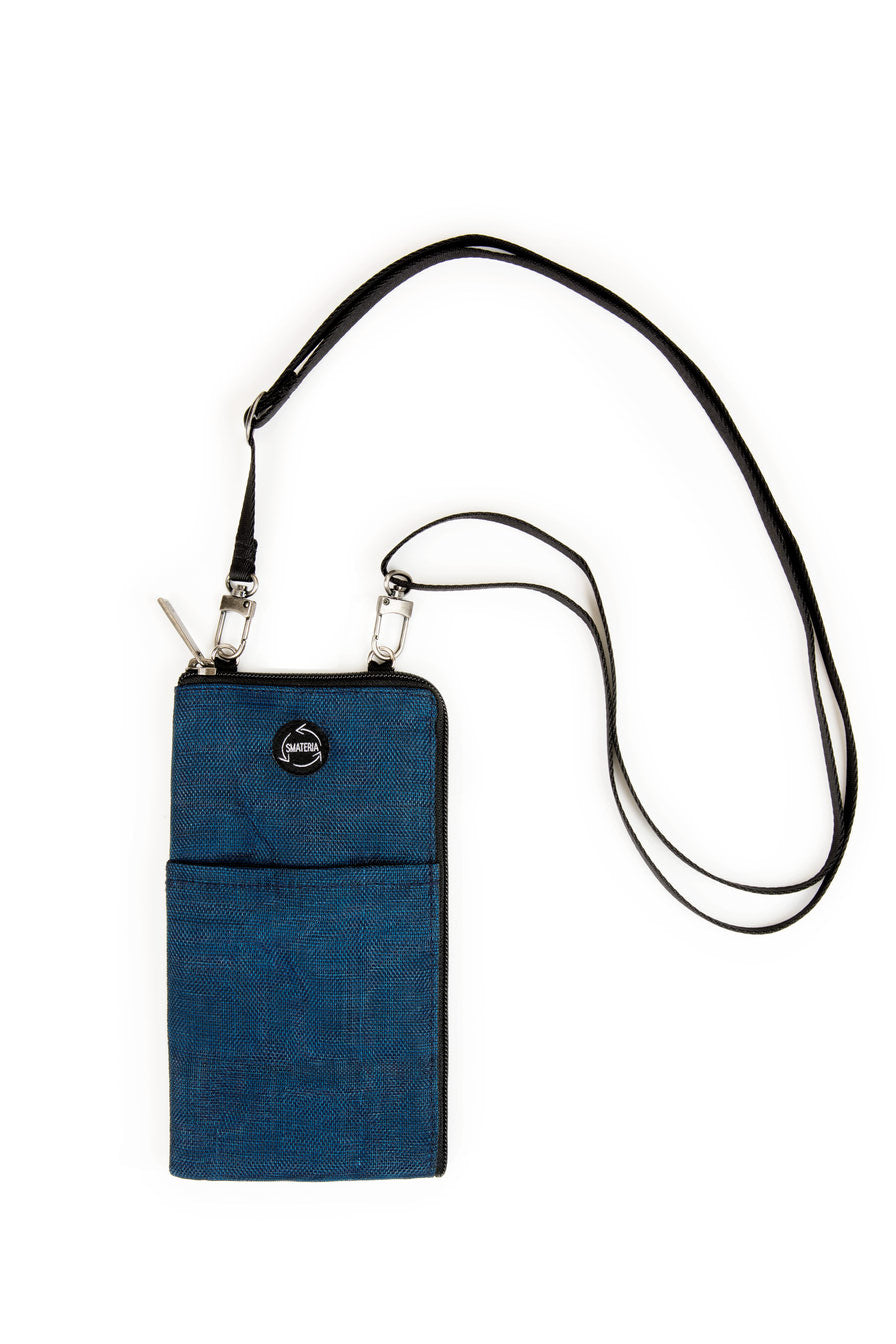A Smateria Key crossbody bag in Dark Blue net