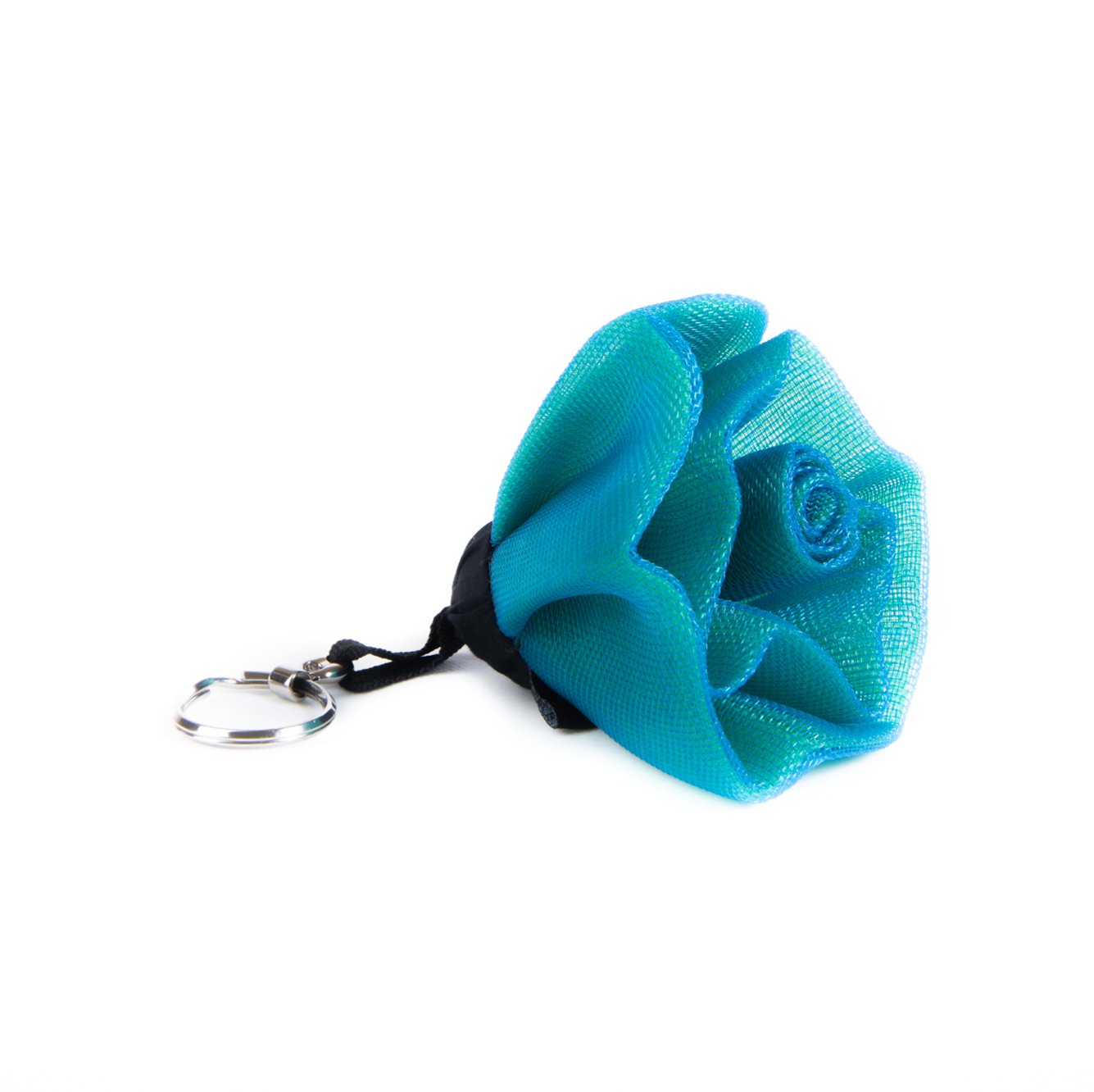 Smateria Rose keyring in transparent Petrol Blue