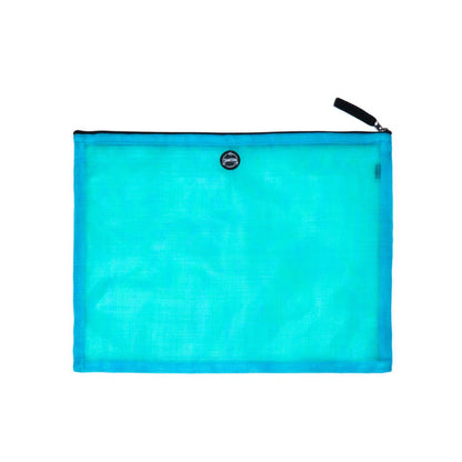 Alpha pouch in transparent petrol blue