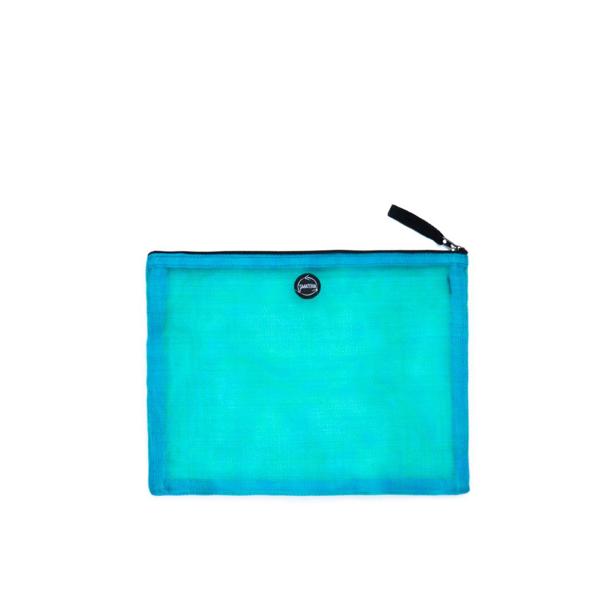 Alpha pouch in transparent petrol blue