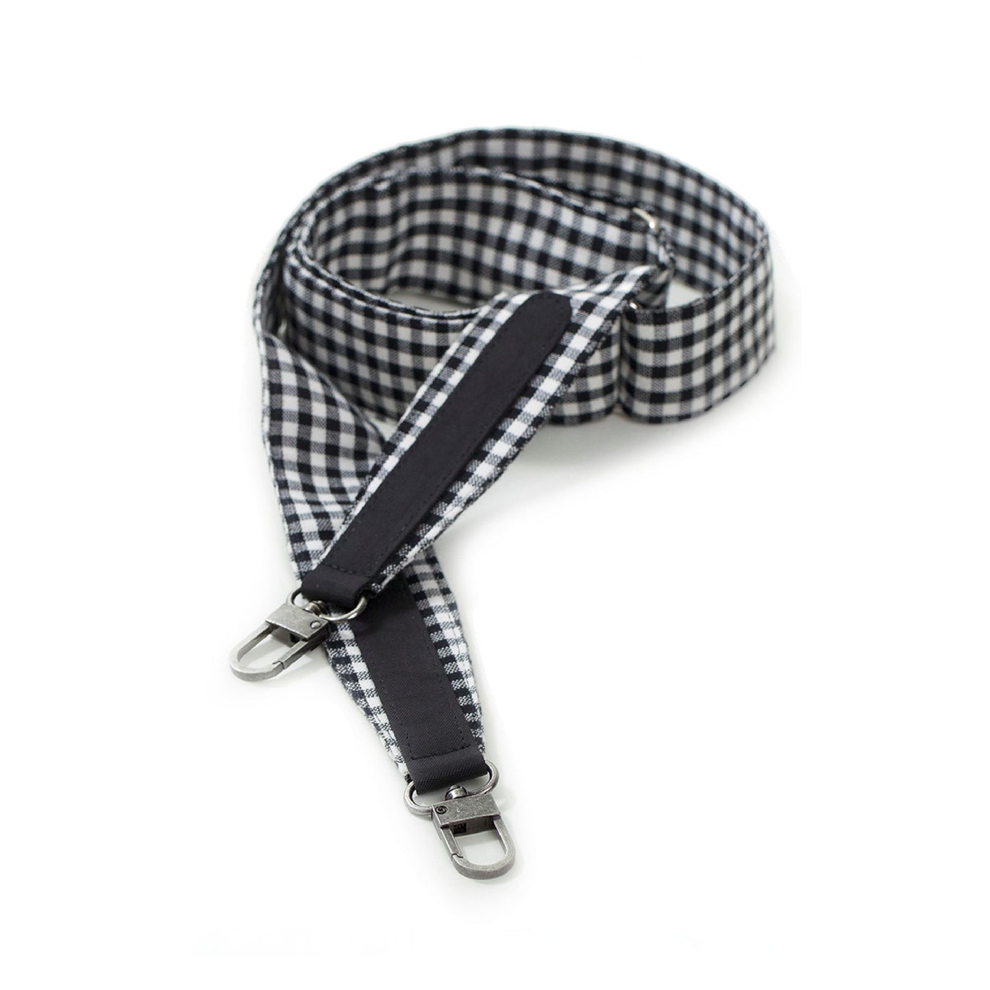 Kroma bag strap made from black and white cotton Krama scarf